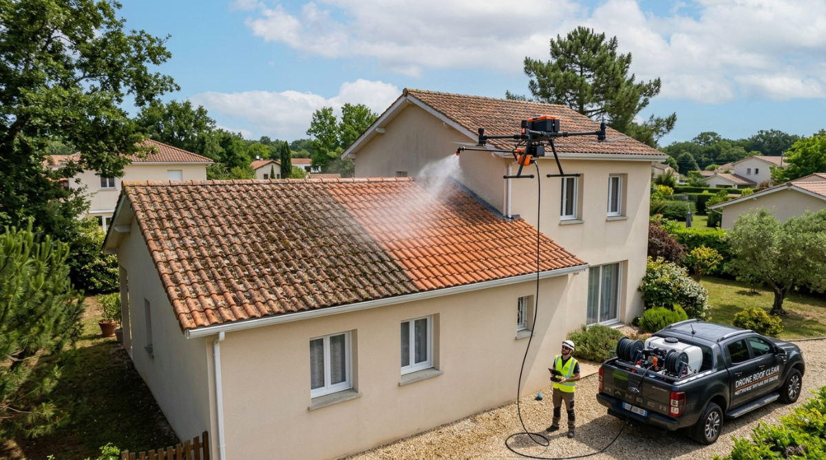 Nettoyage de toiture par drone avec AeroTech Prime